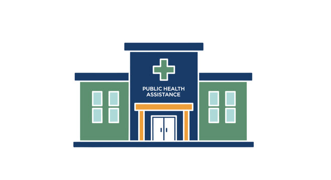 Public Health Assistance Building with Cross Symbol