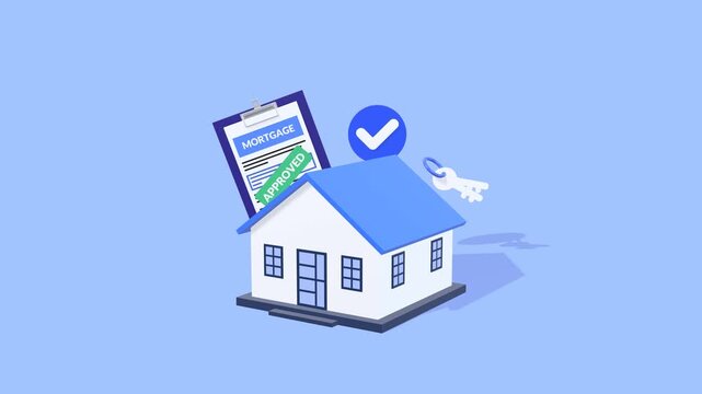 Animated Illustration Representing Mortgage Approval, Home Loan Concepts, Financial Planning, And Real Estate Lending Processes. Suitable For Finance, Banking, And Property Planning Presentations.
