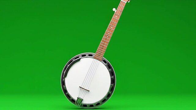 Banjo on Green Screen Background for Musical Performance or Instruction.