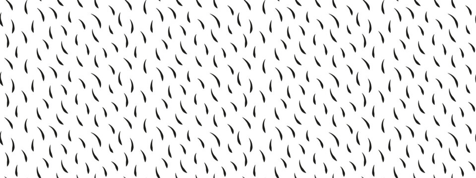 Thin curved brush strokes scattered. Abstract minimal doodle texture with black wavy line pattern. Seamless pattern with black sharp curved elements on white background.