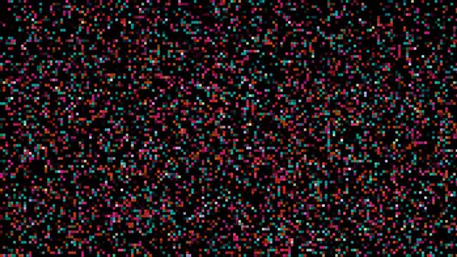 mosaic tiny animation red blue pink color random faded on the black screen