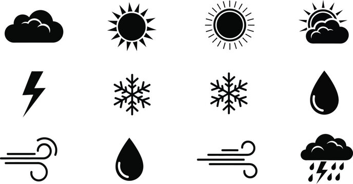 Weather icons for forecasting and climate symbols