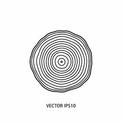 Fototapeta premium Tree ring pattern graphic shows concentric circles representing growth and time, isolated on a white background for design.