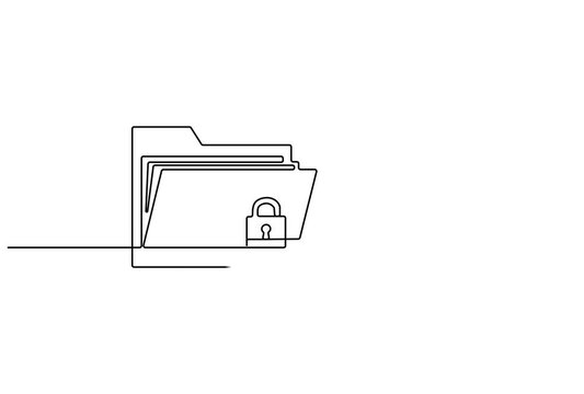 Animation continuous line drawing Secure files, locked documents, protected folder, confidential data