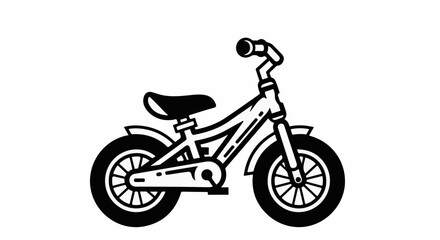 Fototapeta premium A stylized black and white illustration of a child's bicycle