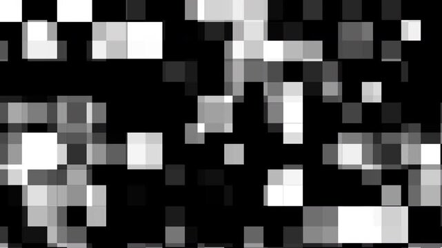 Abstract mosaic blur censored animation. Pixel censored with mosaic pattern animation. Black and white blocks shifting and changing in a dynamic animation. 4K Video 