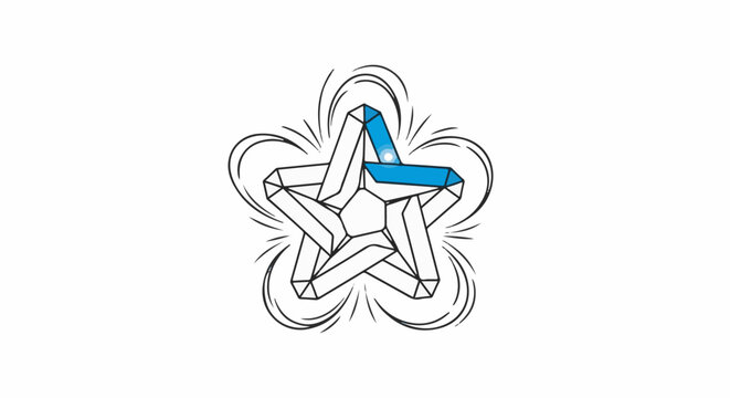Abstract star shape with flowing lines and one blue highlighted section