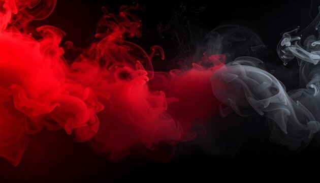 Vibrant red and black smoke elements swirl dynamically