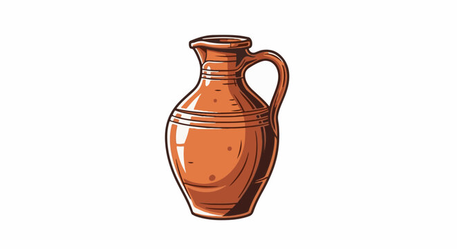 An artistic illustration of a terra cotta jug on a white background