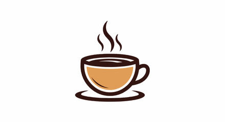 Fototapeta premium A simple brown and tan cup of steaming coffee with a saucer