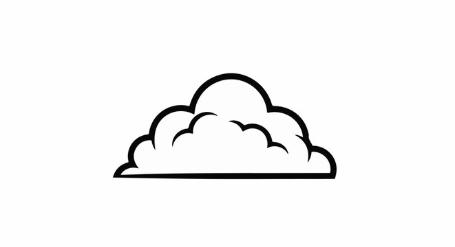 A simple black and white outline of a stylized cloud shape on a white background
