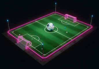 Fototapeta premium Neon soccer field illustration