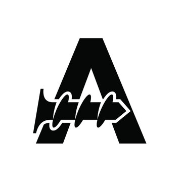 Letter A Logo with Integrated Screw or Drill Bit Design in Negative Space, Black and White Icon