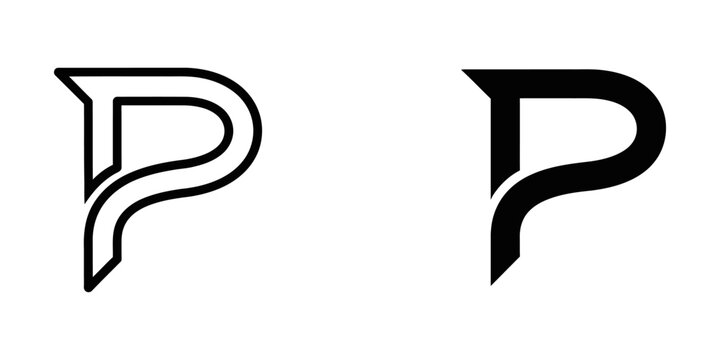 double letter p logo monogram minimalist black and white vector illustration