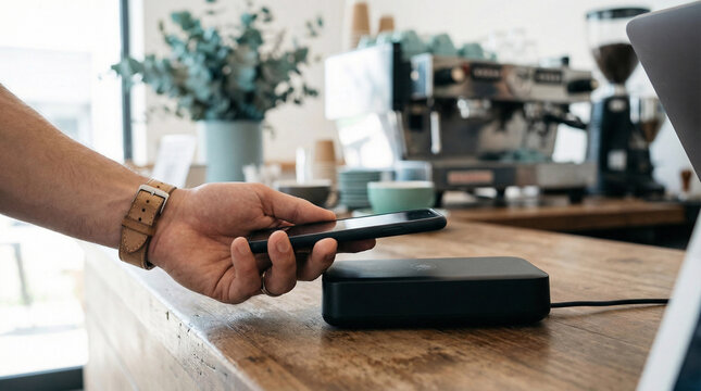 Contactless Payment with Smartphone and POS Terminal in Cafe