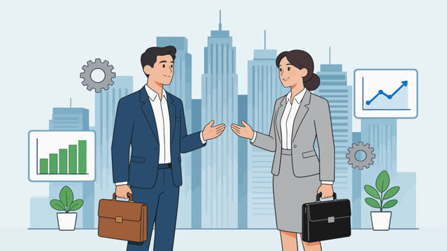 Business people in cityscape