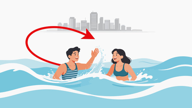 Two people swimming in ocean