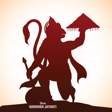 Happy hanuman jayanti indian religious festival decorative card