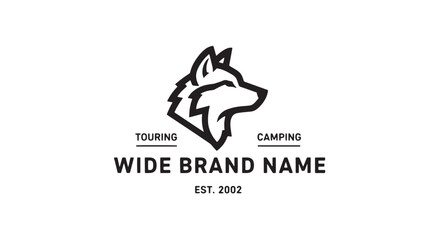 Fototapeta premium Wolf Logo Design Featuring Touring and Camping Activities