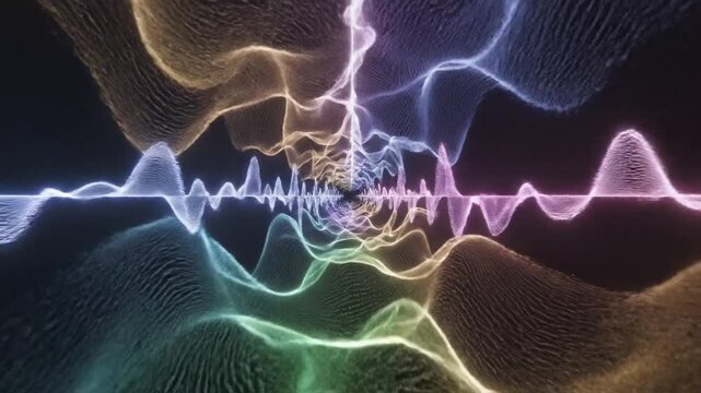 Glowing blue abstract fractal background featuring seamless microscopic cell patterns and electric energy waves of light