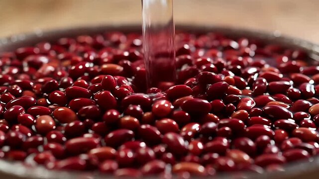 Red beans soaking in liquid