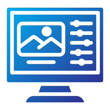 Desktop Photo Editor Blue Solid Gradient Icon