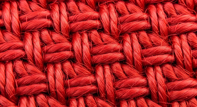 Micro photography of red sneaker canvas threads magnified 40x, abstract textile art, Red Sneakers 