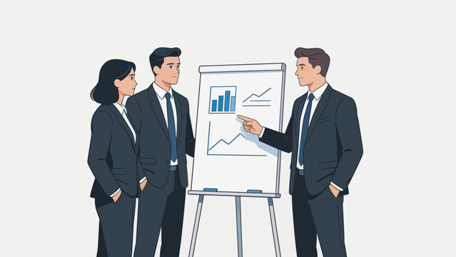 Business team discussing charts