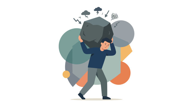 Overwhelmed person carrying heavy emotional burden.