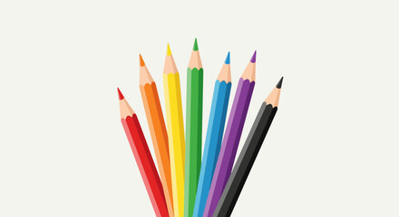Fototapeta premium A vibrant display of colored pencils arranged in a rainbow spectrum, perfect for creative and artistic projects