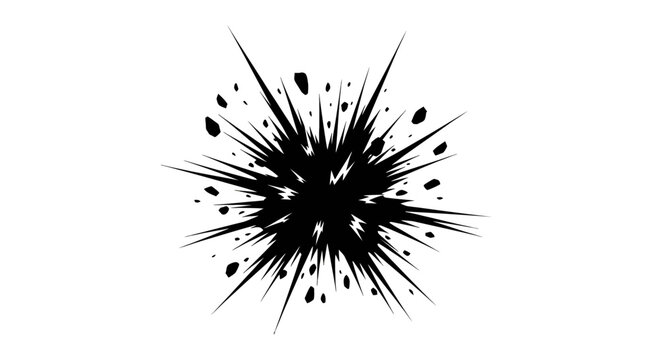 Black Ink Splatter on White Background.
