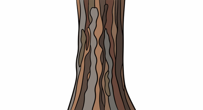 A colorful, cartoonish illustration of a tree trunk with textured bark patterns