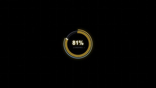 Loading progress bar animation, a progress bar animation on a black background.