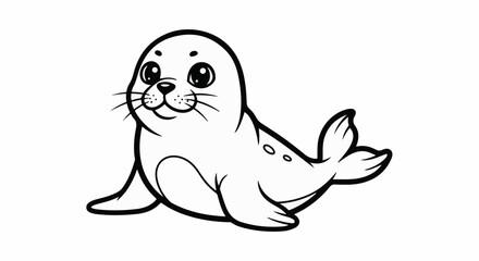 Obraz premium A cartoon illustration of a happy seal on a white background