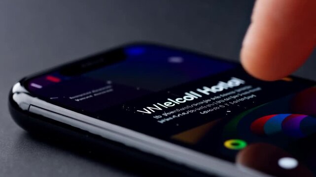 Finger Touching Smartphone Home Button.