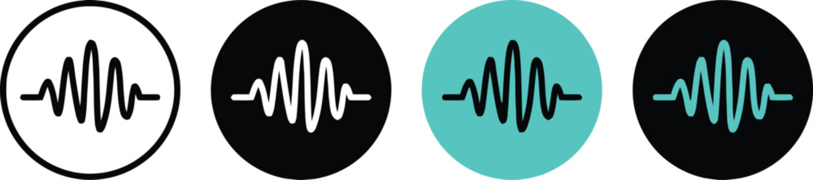 Sound wave logo icons in different colors and styles