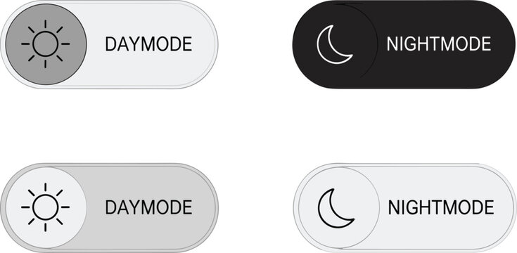 Day and night mode toggle switch for user interface customization offering light and dark themes options.