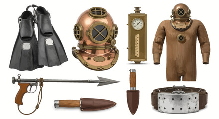Vintage Scuba Diving Equipment Set © infah