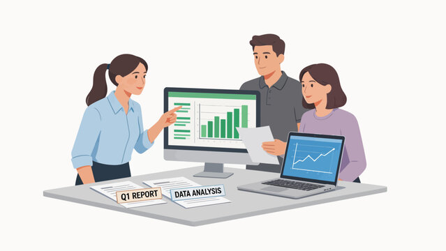 Business team data analysis meeting