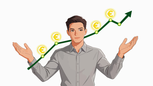 Businessman with rising financial graph