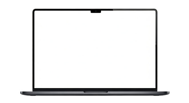 Modern laptop computer with a high resolution display screen and a built in front facing webcam isolated on transparent background,png