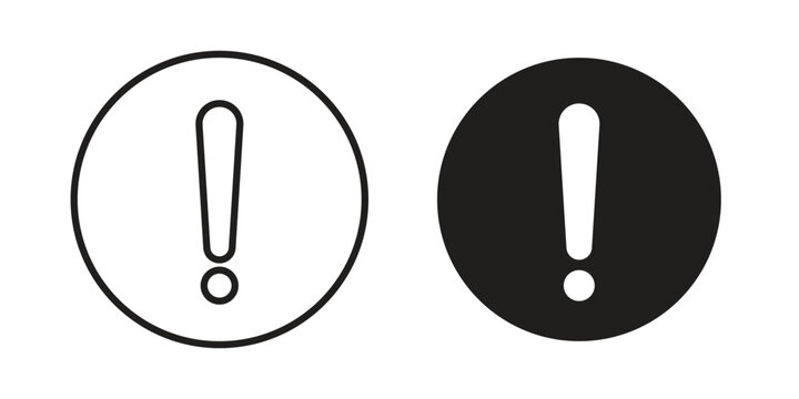 Exclamation button icon and symbol. Vector logo design element.