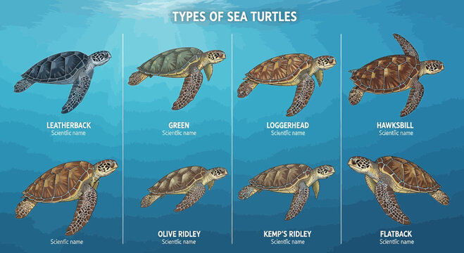 Educational Infographic of Different Sea Turtle Species
