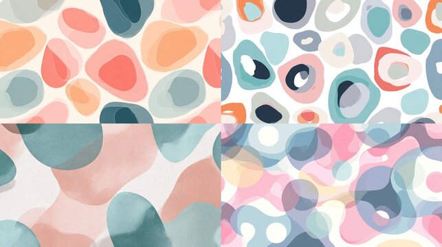 Seamless pastel organic shape pattern soft modern abstract design