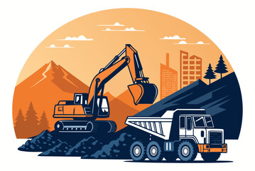 Mining Industry Excavator And High-Quality Stock Image Ideal for Marketing © takasan