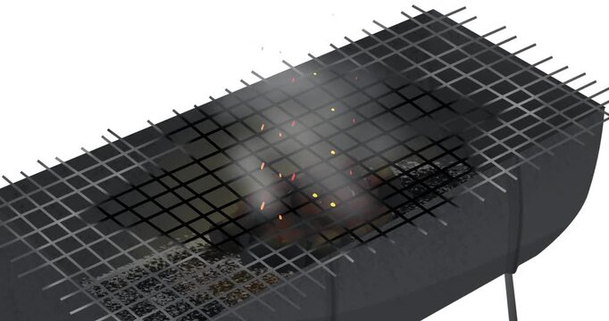 black barbecue grill with smoke