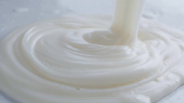 White liquid pouring and spreading