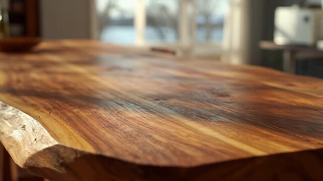 Wooden table surface with natural grain