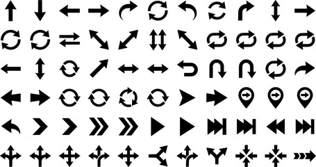 Fototapeta premium Arrows line icon set. Navigation direction UI outline symbols vector collection 