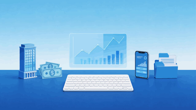 Business data analysis tools on desk